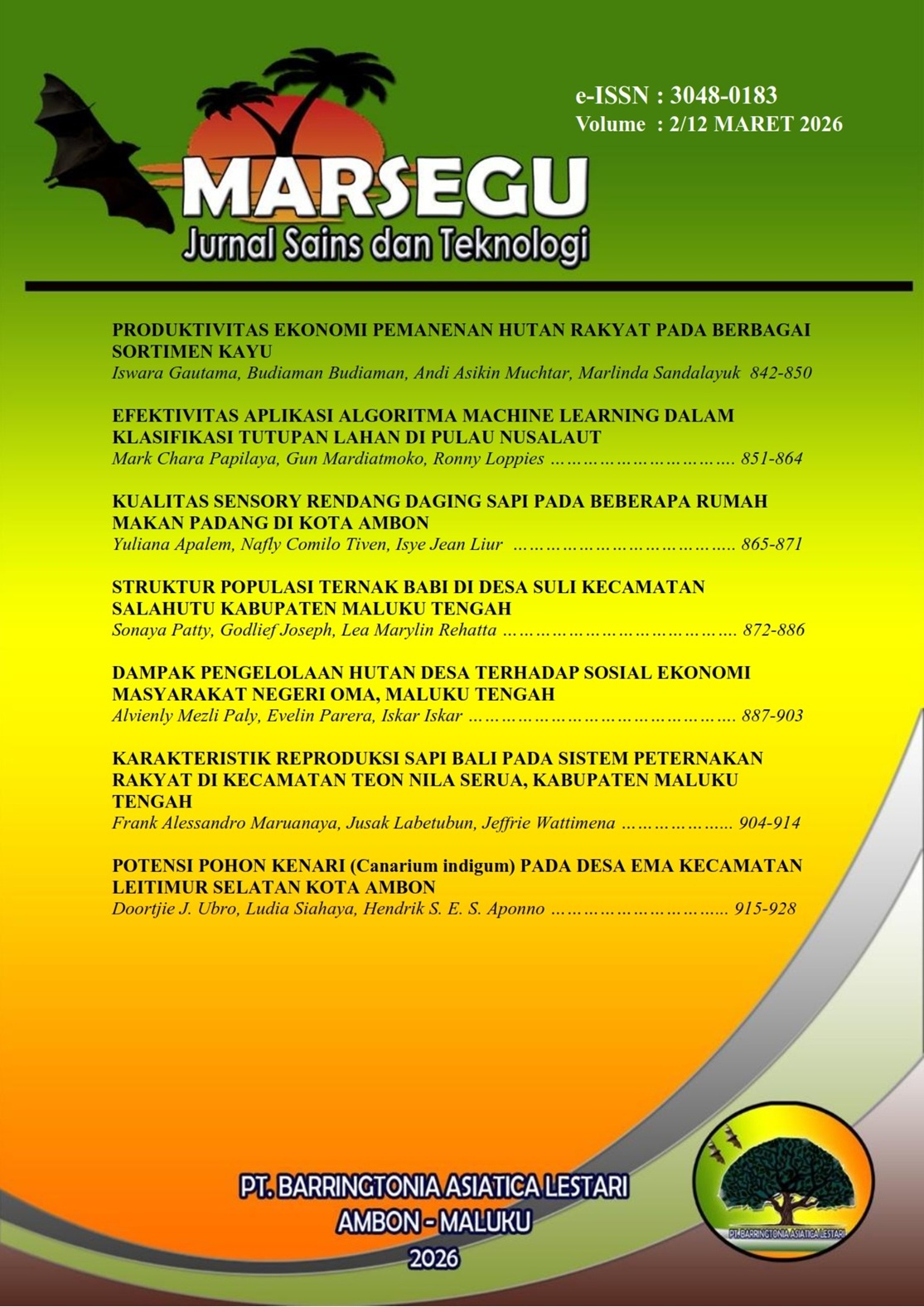 					View Vol. 3 No. 3 (2026): MARSEGU : Jurnal Sains dan Teknologi
				