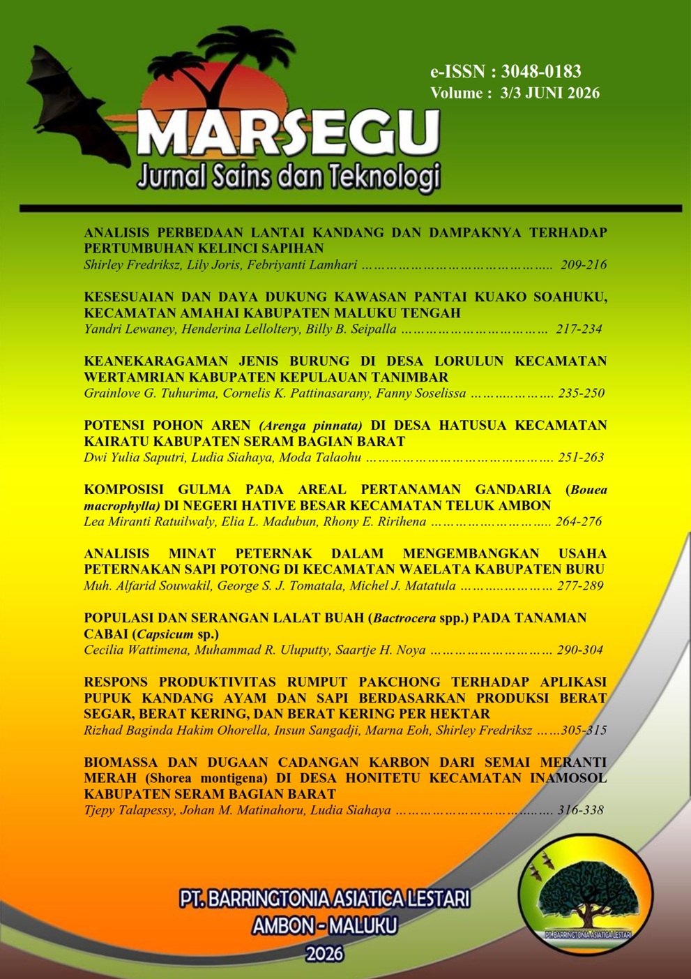 					View Vol. 3 No. 5 (2026): MARSEGU : Jurnal Sains dan Teknologi 
				